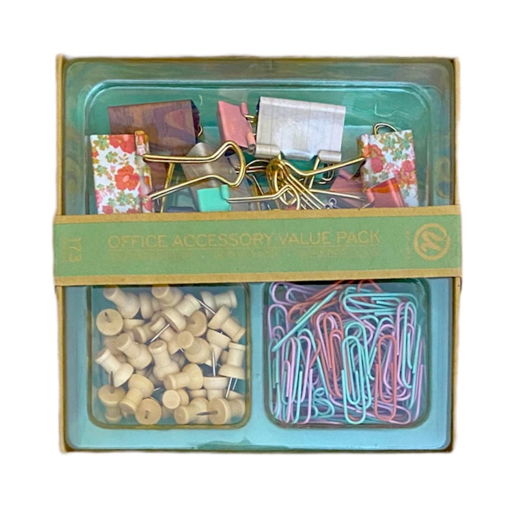 U Brands Office Accessory Value Pack Paper, Clips Push Pins and Binder Clips